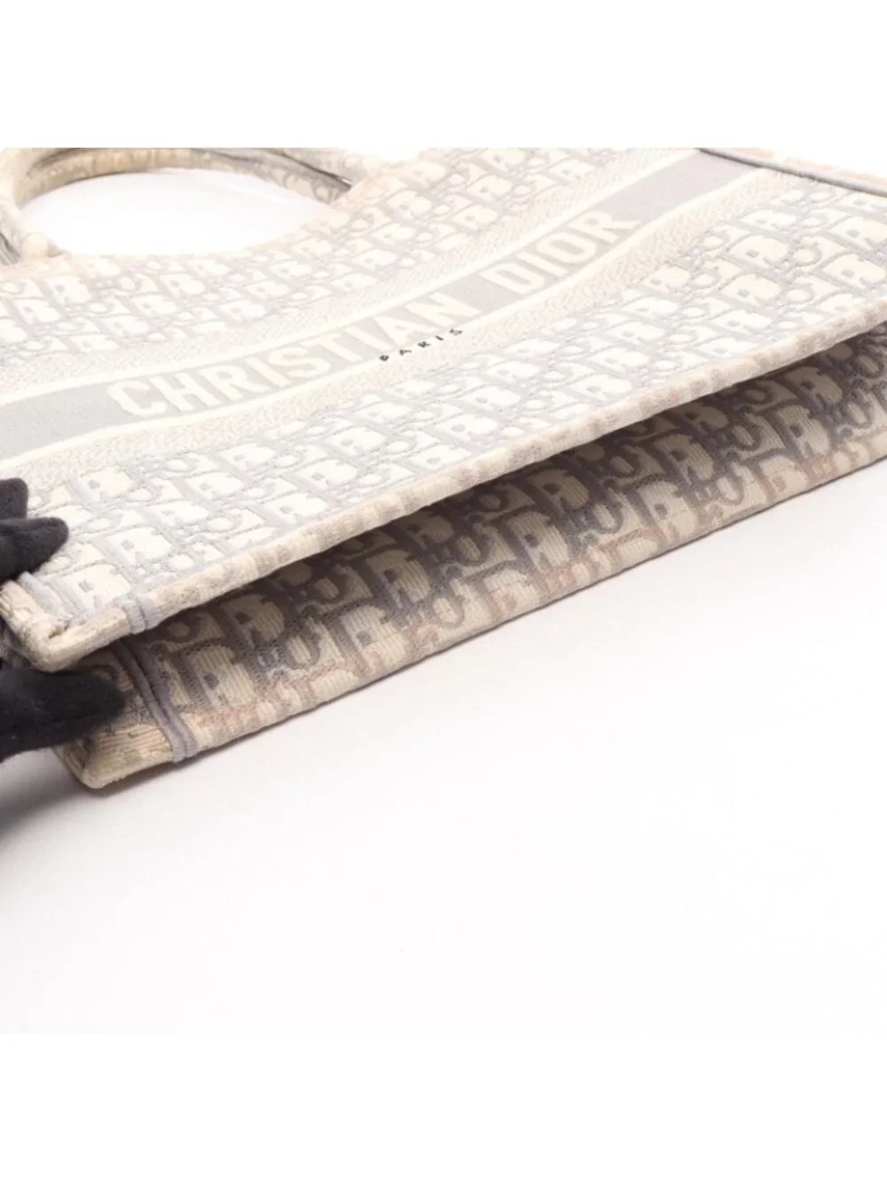 Dior Tote Bag Book Oblique Gray White